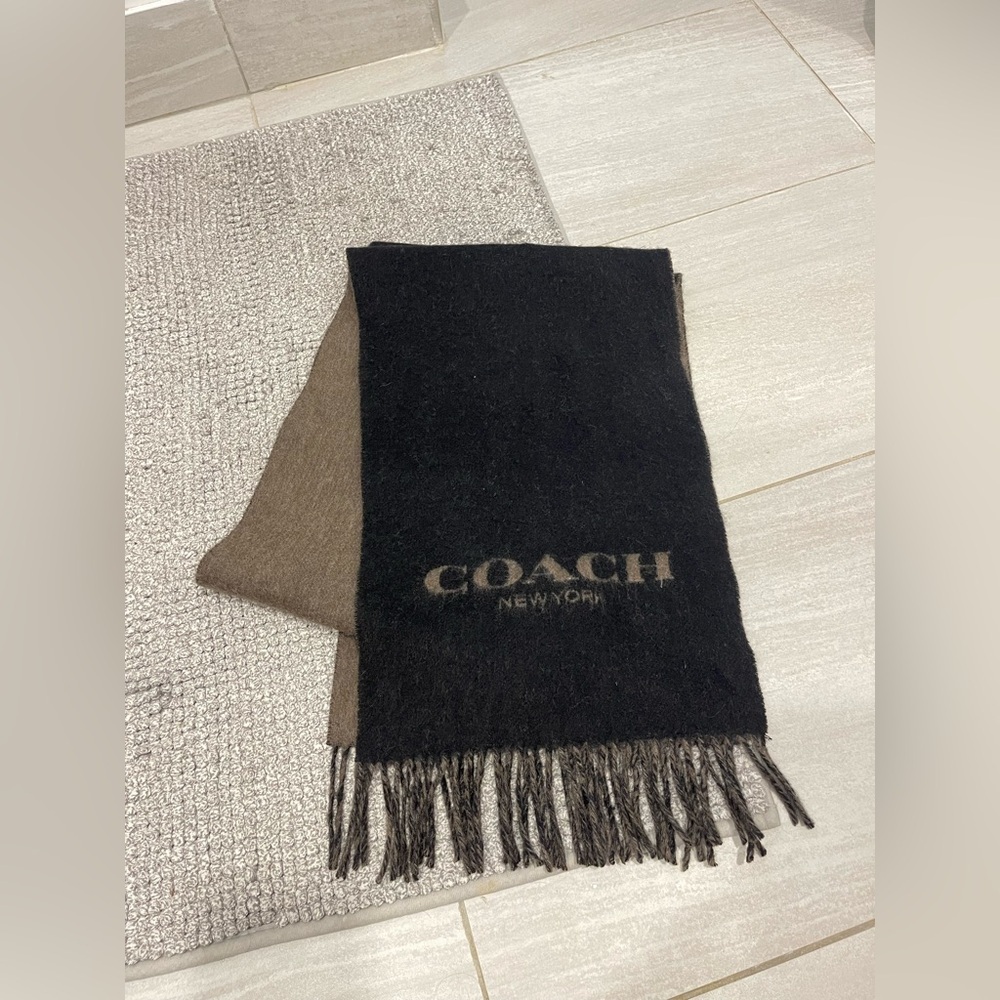 Coach Cashmere wool blend scarf two tone unisex